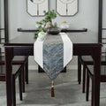 Axyaa Chinese Style Luxury Jacquard Table Runner with Tassel for Home Decor