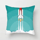 Axyaa Cartoon Astronaut Rocket Spaceship Sofa Pillowcase Space Theme Cushion Cover