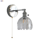 Axyaa Clear Glass LED Wall Lamp with Pull Chain Switch, Rotating Up Down Light