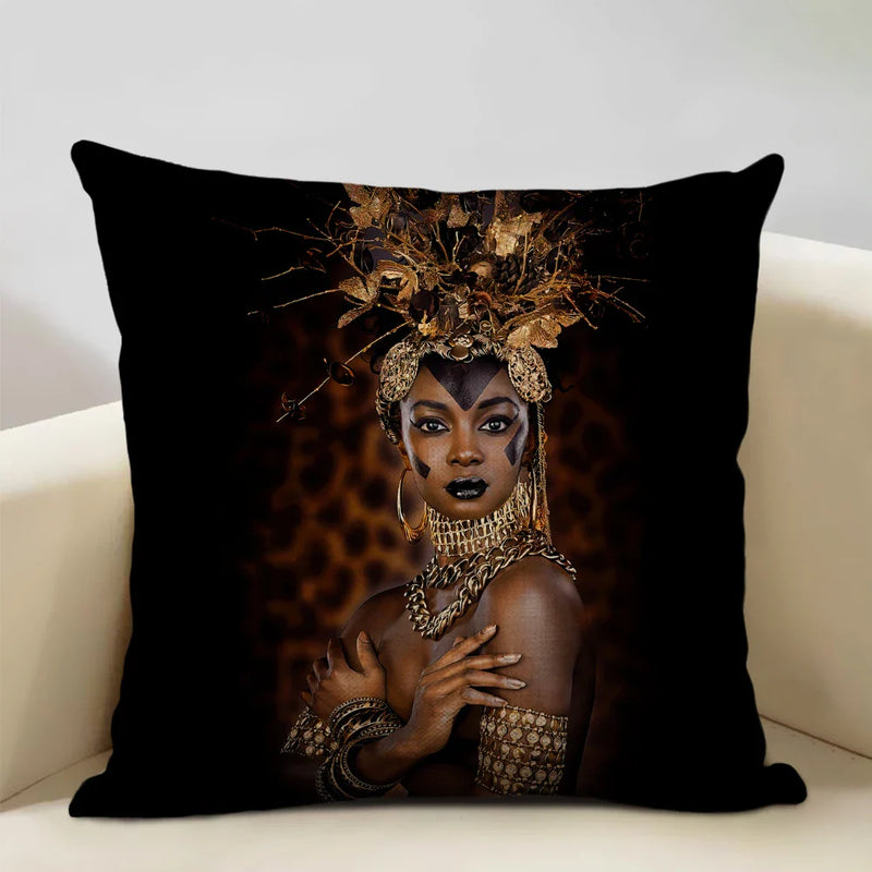 Axyaa African Women Design Linen Cushion Cover 45x45cm