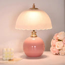 Axyaa Ceramic Glass Mushroom Table Lamps LED Bedroom Study Desk Lights