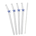 Axyaa Starfish Glass Straw Set: Eco-Friendly Bar Accessories with Cleaning Brush