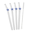 Axyaa Starfish Glass Straw Set: Eco-Friendly Bar Accessories with Cleaning Brush