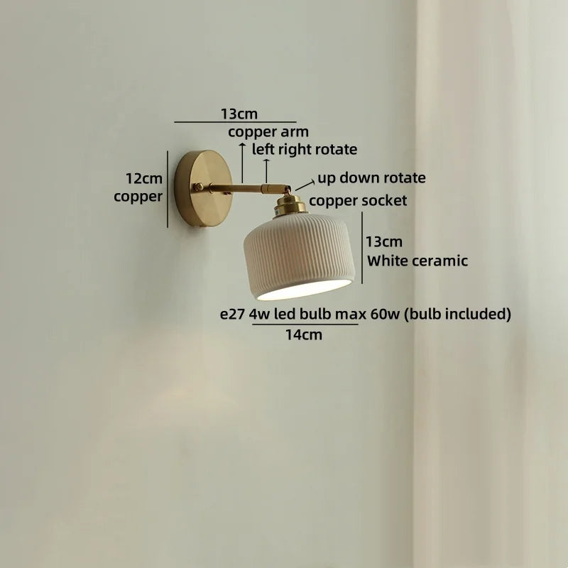 Axyaa Nordic LED Swing Arm Wall Lamp Gold Rotate Bedroom Bedside Light