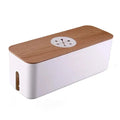 Axyaa Wooden Cable Storage Box Power Strip Case for Organized Wire Management