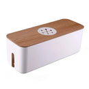 Axyaa Wooden Cable Storage Box Power Strip Case for Organized Wire Management
