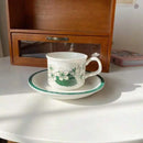 Axyaa Medieval Ceramic Mug & Saucer Set - Retro Coffee Cup Creative Design