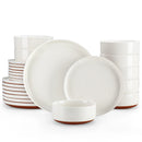 12/24pc Axyaa Sesame Glaze Stoneware Dinnerware Set - 4/6 Plates, Dessert & Bowl