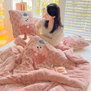 Axyaa Cartoon 3D Patch Embroidered Cookies Throw Pillow Quilt - Dual-Purpose Home Decor