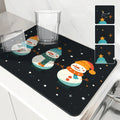 Christmas Snowmen Snowflakes Drying Mat for Kitchen Table Decoration - Axyaa