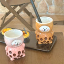 Axyaa Boba Bear Ceramic Coffee Cup with Straw - 280ml