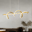 Axyaa Gold Wave LED Pendant Lights: Modern Luxury Chandelier for Dining Kitchen Bar