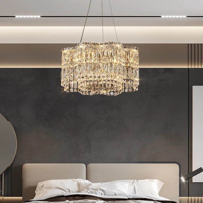 Axyaa Crystal Chandelier: Luxury High-End Living Room Bedroom Restaurant Lamps