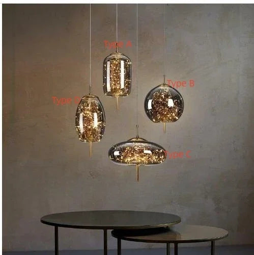Axyaa Nordic Luxury LED Glass Pendant Chandelier for Home Decor