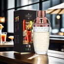 Axyaa Stainless Steel Cocktail Shaker Glass with Braided/Pineapple Pattern Filter Lid