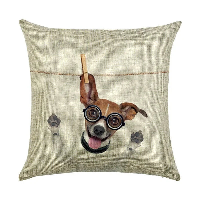 Axyaa Cartoon Dog Linen Pillowcase 45*45cm
