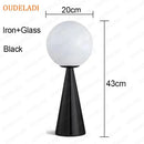 Axyaa Black Iron Glass Ball Table Lamps - Nordic Bedroom Lighting