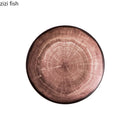 Axyaa Ceramic Shallow Plates Set for Molecular Cuisine Display and Steak - Retro Kiln Style