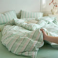 Axyaa Luxury Cotton Stripe Duvet Cover Set - Yarn-Dyed Bedding Set