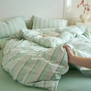 Axyaa Luxury Cotton Stripe Duvet Cover Set - Yarn-Dyed Bedding Set