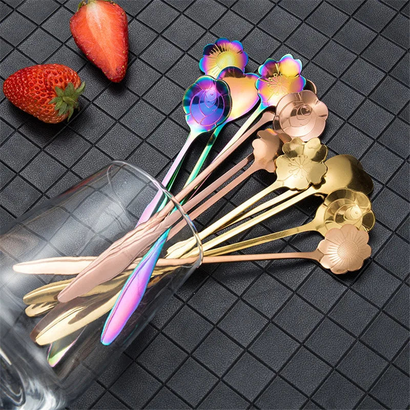 Axyaa Stainless Steel Long Handle Mini Spoon for Dessert Coffee Ice Cream