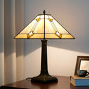 Stained Glass Table Lamp Mission Style by Axyaa - Amber Brown for Home Office