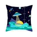 Axyaa Space Cat Moon Cushion Cover Universe Sun Planet Rocket Pillowcase