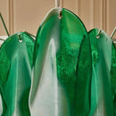 Axyaa Large Glass Chandelier: Pink Green Petal Pendant Light