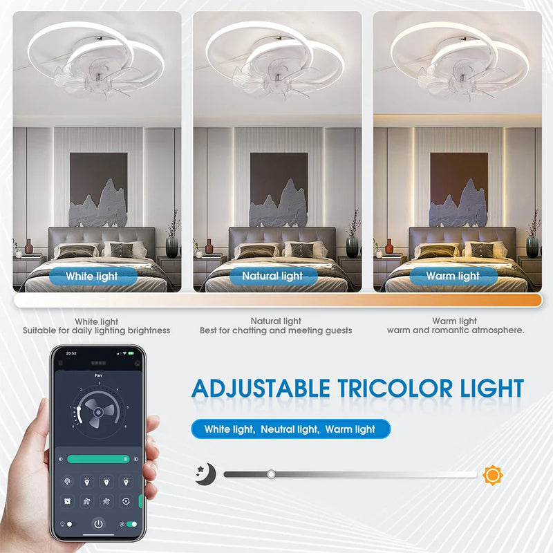 Axyaa Round Acrylic Ceiling Fan LED Light: Multifunctional Dimming & Silent Wind Speed