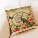 Axyaa Retro Flower Bird Linen Pillowcase Car Seat Cushion Cover Living Room Sofa