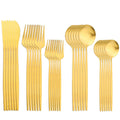 Axyaa 30-Piece Gold Stainless Steel Cutlery Set - Matte Flatware Silverware Kit