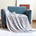 Axyaa Luxury Caramel Knitted Throw Blanket with Wave Tassels