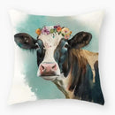 Axyaa Cute Cow Cartoon Square Cushion Cover - Simple Home Decor Pillowcase