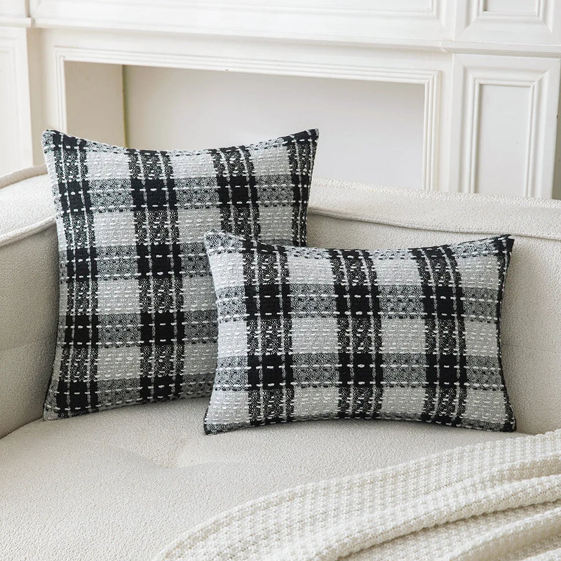 Axyaa Checked Cushion Cover Home Decor Pillow for Living Room