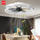 Axyaa Modern Crystal Ceiling Fan with Remote Control LED Light Simple Home Decor