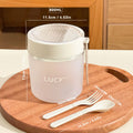 Axyaa Round Bento Box with Folding Utensils - Microwaveable Food Container