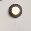 Axyaa Stone LED Wall Lamp with Pull Chain Switch - Black Travertine Wabi Sabi