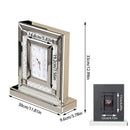 Axyaa Silver Glass Desk Clock with Crushed Diamond Edge, 30x9.6x33cm