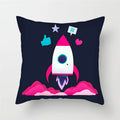 Axyaa Cartoon Astronaut Rocket Spaceship Sofa Pillowcase Space Theme Cushion Cover