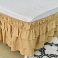 Axyaa Elastic Solid Bed Skirt Three Layers Wrap Around Easy On/Off Dust Ruffled