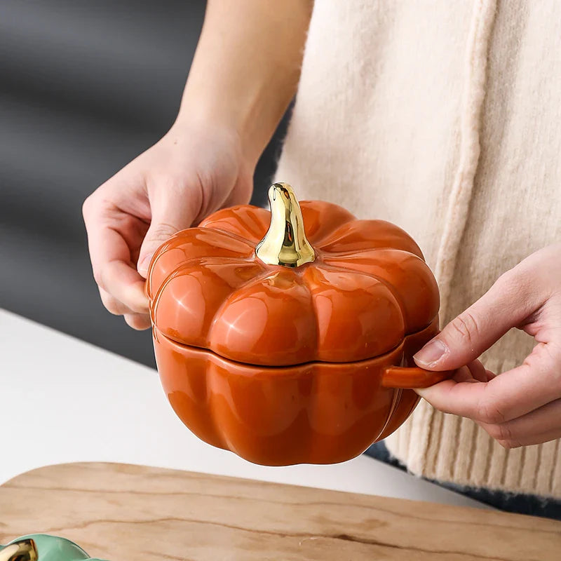 Axya 6.5" Ceramic Pumpkin Bowl - Creative Kitchen Storage for Fruit and Salad