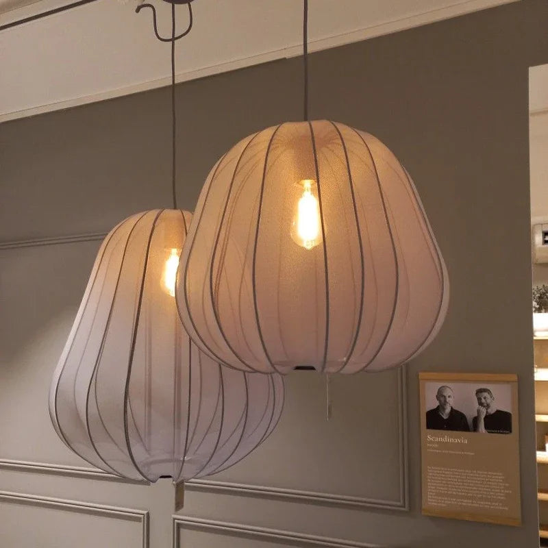 Axyaa Fabric Lantern Chandelier: Scandinavian Design Balloon Pendant for Home Decor