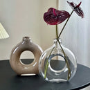 Axyaa Geometric Circle Glass Vase for Stylish Flower Arrangements