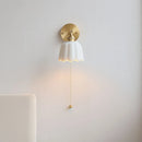 Axyaa Ceramic Copper LED Wall Lights with Pull Chain Switch for Bedroom Reading