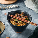 Axyaa Retro Ceramic Noodle Bowl Set with Chopsticks - Creative Home Ramen Bowl
