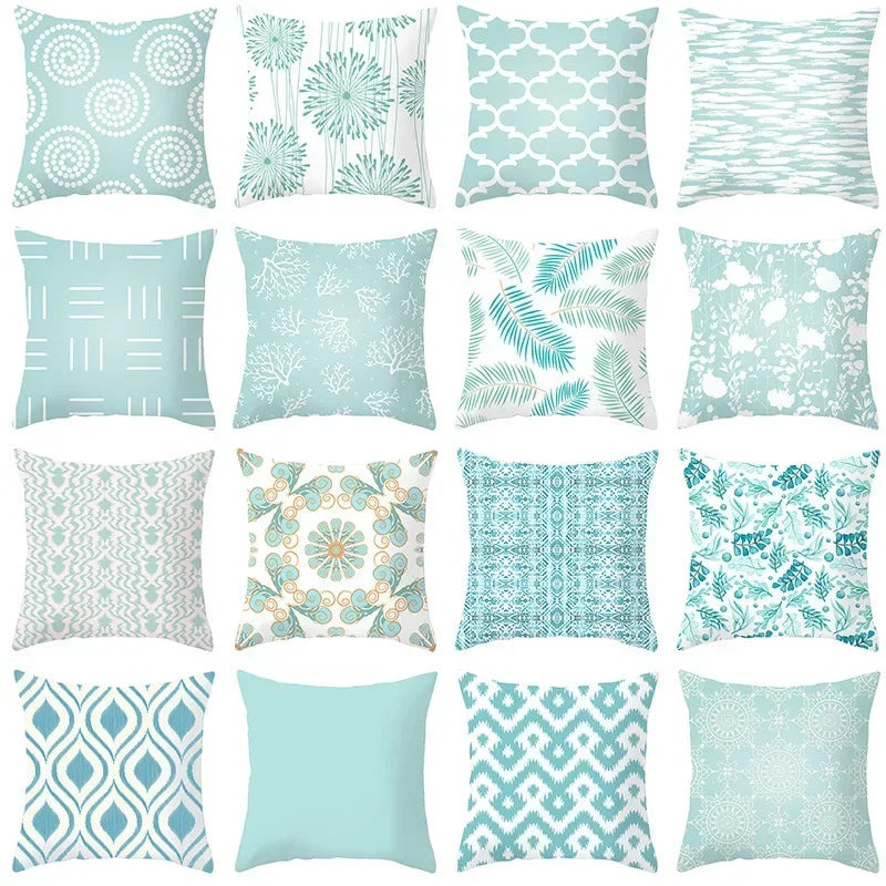 Modern Geometry Print Pillow Case for Home Decor by Axyaa - Mint Green Pillow Cover