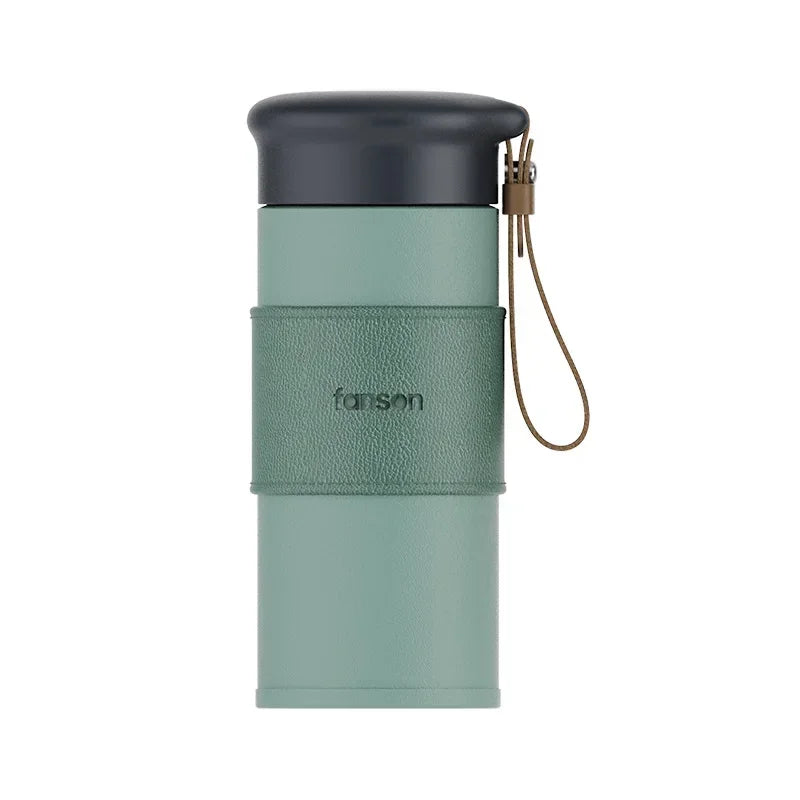 Axyaa Stainless Steel Leather Travel Coffee Cup Vacuum Flask