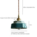 Axyaa Dark Green Ceramic Pendant Light Fixture Retro Hanging Lamp Home Decoration Lighting