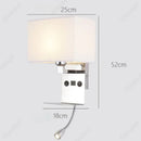 Axyaa LED Fabric Wall Lampshade with USB Charging Port and Dual Switch