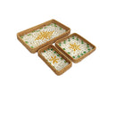 Axyaa Rattan Storage Basket Set - Hand-Woven Shell Design for Food Display & Decoration
